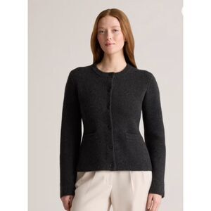 Quince Mongolian Cashmere Structured Cardigan Heather Charcoal XS